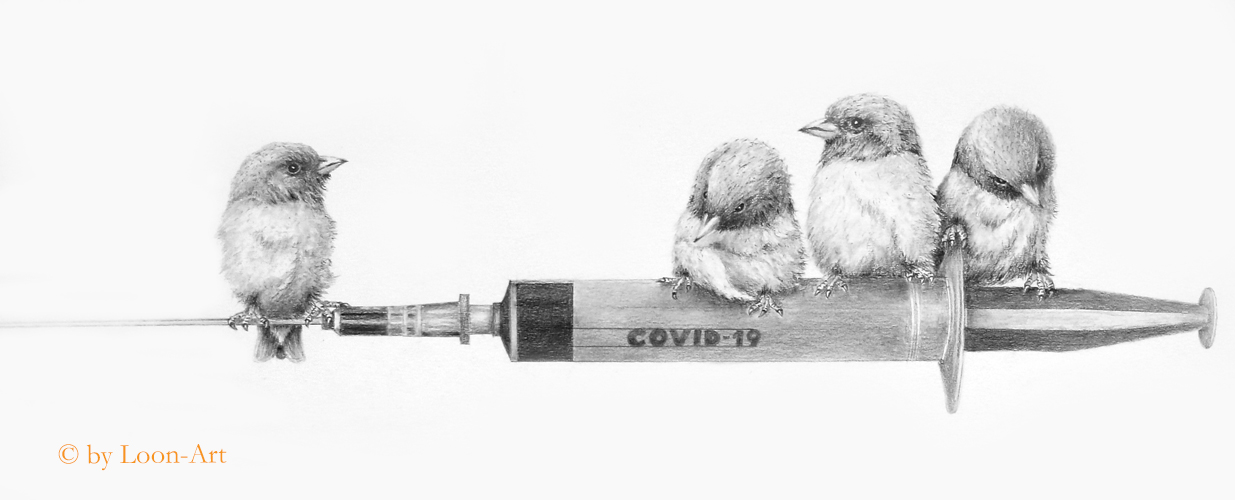 Dreierbande (20) on covid syringe: „let’s get vaccinated“, 2020